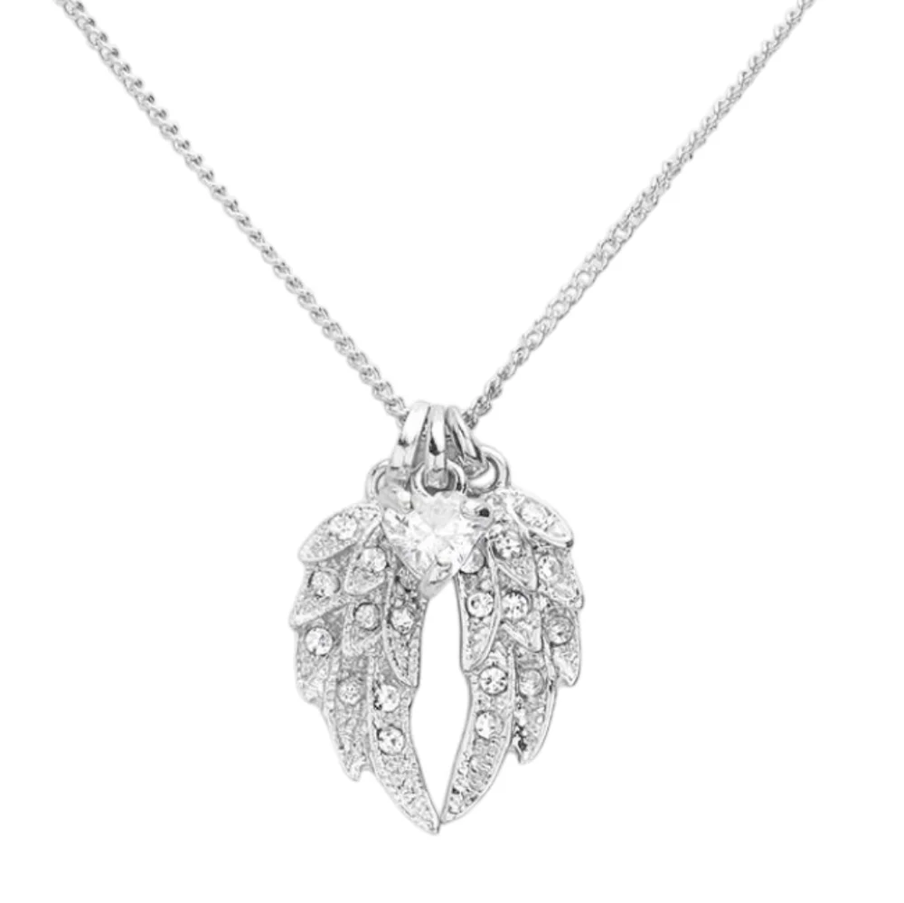 Crystal Beaded Heart Wing  Necklace - Picture 3 of 4